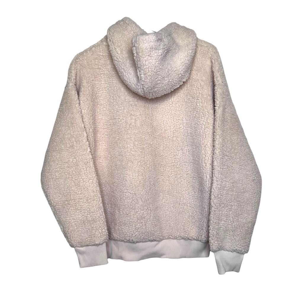 American Eagle Sherpa Fleece Hoodie Pullover in Beige Women's Medium - Picture 4 of 9